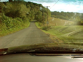 Telephone poles, dir, hills, and grass.